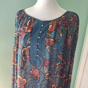LOFT BOHO long sleeved Blouse. Size L